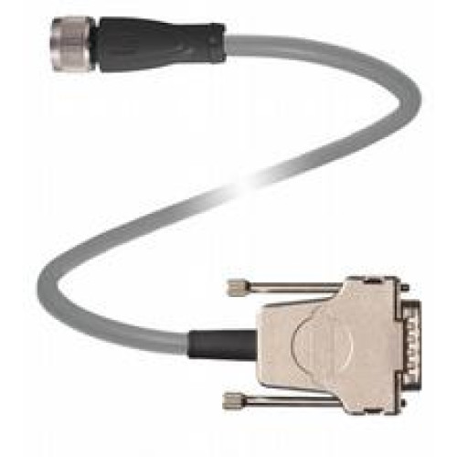 Adapter cable M12 socket straight A-coded 4-pin to Sub-D-plug 15-pin, PUR cable grey, shielded, Length: 5 m