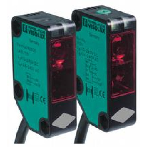 Thru-beam sensor - Effective detection range: 0 ... 30 m, Light type: modulated visible red light , 630 nm, Signal output: Relay, 1 alternator, Switching type: light-on, Connection: Emitter: 2 m fi..