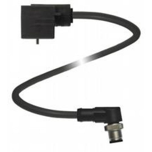 Valve connector, Form B on M12, 2+PE, LED, Z diode, PVC cable, Number of pins: 2 + PE, Length: 0.3 m, Cores: 3 x 0.5 mm2 , 20 AWG