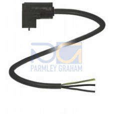 Valve connector, Form C, 2+PE, LED, Z-diode, PVC cable, Number of pins: 2 + PE, Length: 2 m, Cores: 3 x 0.5 mm2 , 20 AWG