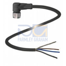 Female cordset single-ended M12 angled A-coded, 3-pin, PUR cable black, shielded, Length: 25 m