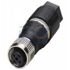 Female connector M8 straight A-coded 3-pin, for cable diameter 2,5 - 5 mm, field-attachable, insulation displacement connection, Cores: Cross-section: 0.25 ... 0.5 mm2