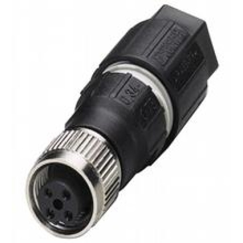 Female connector M8 straight A-coded 3-pin, for cable diameter 2,5 - 5 mm, field-attachable, insulation displacement connection, Cores: Cross-section: 0.25 ... 0.5 mm2