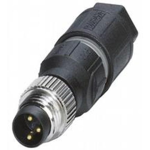Male connector M8 straight A-coded 3-pin, for cable diameter 2,5 - 5 mm, field-attachable, insulation displacement connection, Cores: Cross-section: 0.25 ... 0.5 mm2