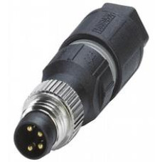 Male connector M8 straight A-coded 4-pin, for cable diameter 2,5 - 5 mm, field-attachable, insulation displacement connection, Cores: Cross-section: 0.25 ... 0.5 mm2