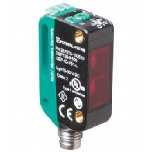 Trigger marks sensor - Detection range: 25 ... 120 mm, Optical resolution: Trigger mark [black, 6%] of 1 mm-wide on a white background [white, 90%]; Contrast difference of min. 50%, Light source: l..