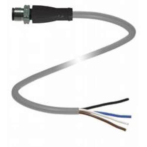 Male cordset single-ended M12 straight stainless steel 1.4404, A-coded, 4-pin, PVC cable grey, Length: 10 m