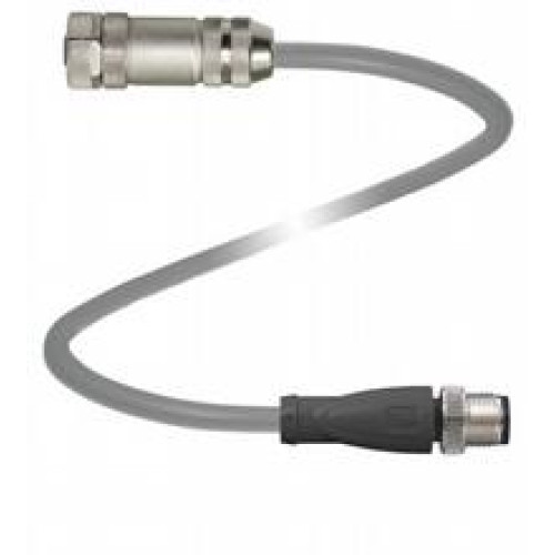 Double-ended cordset, M12 to M12, PVC cable, 8-pin, shielded, Length: 2 m, Cores: 4 x 2 x 0.14 mm2