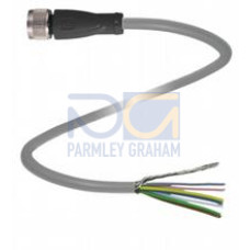 Female cordset single-ended M12 straight A-coded, 8-pin, PUR cable grey, shielded, Length: 3 m