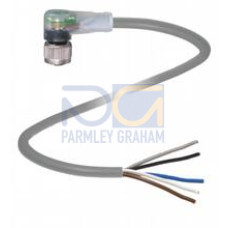 Female cordset single-ended M12 angled A-coded, LED 5-pin, PUR cable grey, Length: 10 m