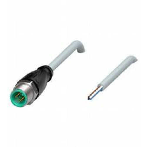 Male cordset single-ended M12 straight stainless steel 1.4404, A-coded, 4-pin, PVC cable grey, Length: 2 m