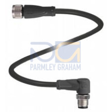 Cordset M12 socket straight to M12 plug angled A-coded, 4-pin, PUR cable black, shielded, UL-approved, Length: 15 m