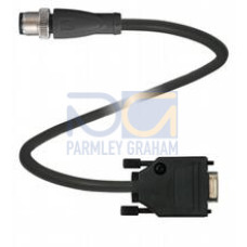 Adapter cable M12 plug straight A-coded 4-pin to Sub-D-socket straight 9-pin, PUR cable grey, shielded, Length: 5 m