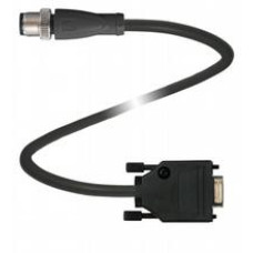 Adapter cable M12 plug straight A-coded 4-pin to Sub-D-socket straight 9-pin, PUR cable grey, shielded, Length: 5 m