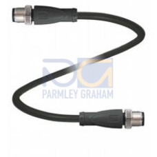 Adapter cable M12 plug straight to M12 plug straight A-coded, 4-pin, PUR cable black, UL-approved, drag chain suitable, torsion resistant, Length: 1 m