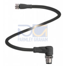 Cordset M8 socket straight to M12 plug angled A-coded, 4-pin, PUR cable black, UL approved, drag chain suitable, torsion resistant, Length: 5 m