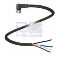 Female cordset single-ended M8 angled A-coded 4-pin, PUR cable black, UL approved, drag chain suitable, torsion resistant, oil and salt water resistant, robotics, Length: 10 m