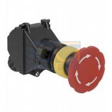 Panel mount control unit equipped with:; 1x Twist-to-release mushroom button 55mm, red, (E5); with panel mount contact block 1x NO / 1x NC (PMP.C.11); 1x M20 cable gland black, polyamide; Finish: i..