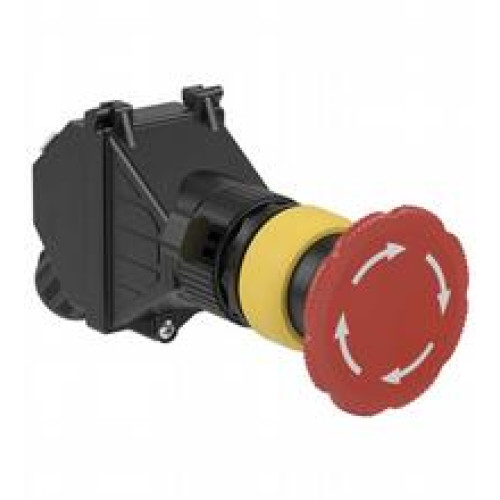 Befehls- und Meldeger&auml;t f&uuml;r Schalttafeleinbau bestehend aus:; 1x Pilztaster mit Drehentriegelung 55mm, rot (E5); mit  Kontaktblock f&uuml;r Schalttafeleinbau 2x &Ouml;ffner (PMP.C.02); 1x M20 Kabelverschrau