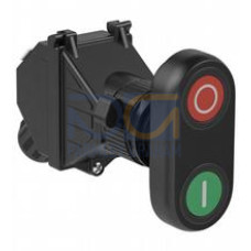 Panel mount control unit equipped with:; 1x Double pushbutton, red/green, labeled "0-I" (DZ3); with panel mount contact block 2x NO (PMP.C.20); 1x M20 cable gland black, polyamide; Finish: inherent..