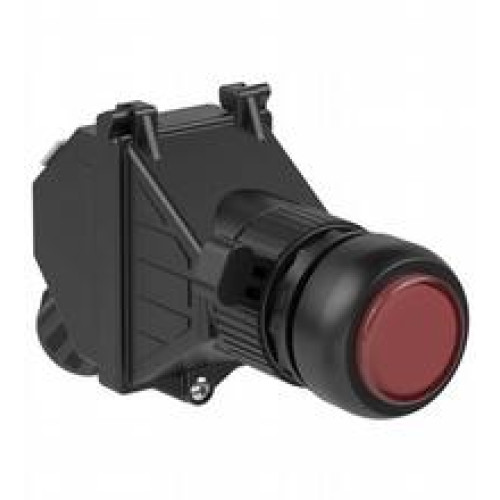 Panel mount control unit equipped with:; 1x LED indicator lens cover, red (LR); with panel mount LED module (PML.L.W.2); 1x M20 cable gland black, polyamide; Finish: inherent colour black; Cover: f..