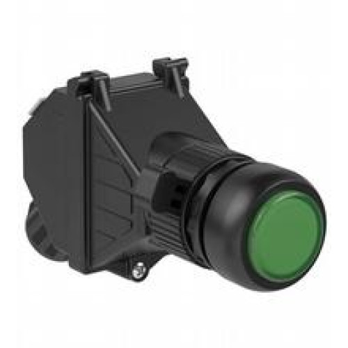 Panel mount control unit equipped with:; 1x LED indicator lens cover, green (LG); with panel mount LED module (PML.L.W.2); 1x M20 cable gland black, polyamide; Finish: inherent colour black; Cover:..