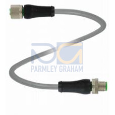 Cordset M12 socket straight to M12 plug straight L-coded, 5-pin, PUR cable grey, UL approved, Length: 2 m