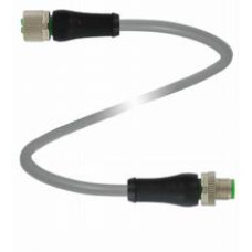 Cordset M12 socket straight to M12 plug straight L-coded, 5-pin, PUR cable grey, UL approved, Length: 2 m