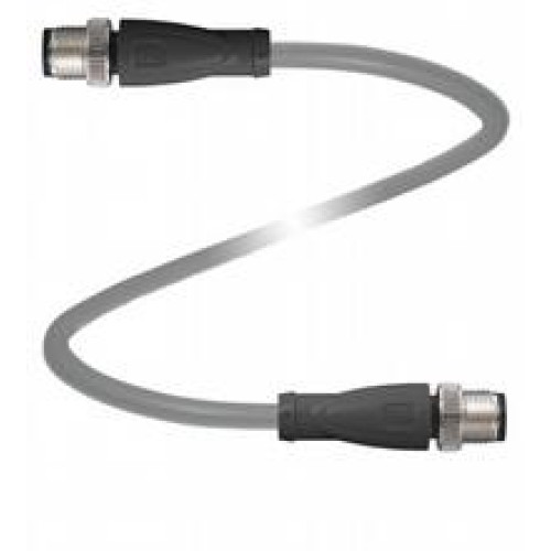 Adapter cable M12 plug straight to M12 plug straight A-coded, 5-pin, PUR cable grey, Length: 1 m