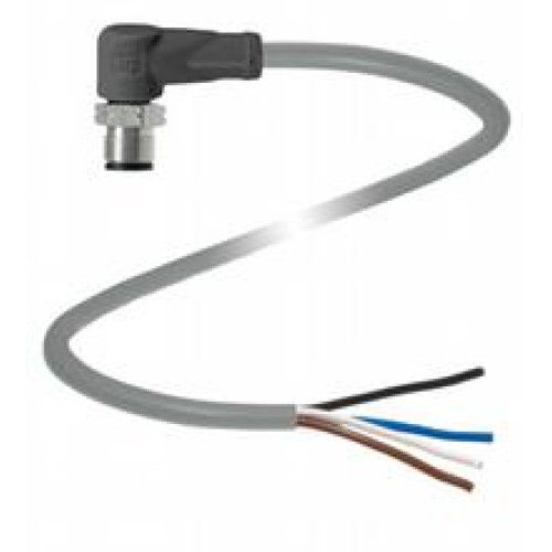Male cordset single-ended M12 angled stainless steel 1.4404, A-coded, 4-pin, PVC cable grey, Length: 20 m