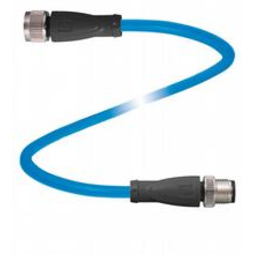 Cordset M12 socket straight to M12 plug straight A-coded, 2-pin, PUR cable blue, NAMUR, Length: 4 m
