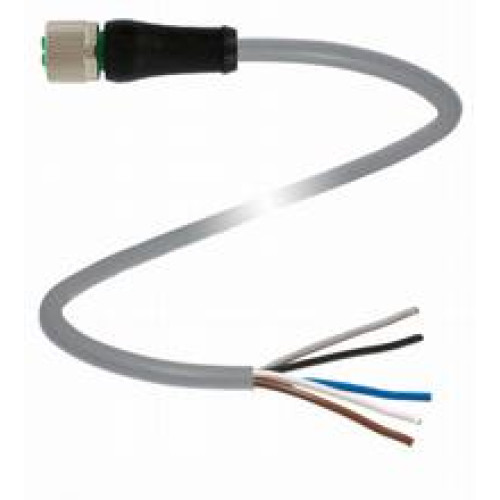 Female cordset single-ended M12 straight L-coded, 5-pin, PUR cable grey, UL approved, Length: 15 m