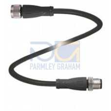 DeviceNet/CANOpen bus cable M12 socket straight to M12 plug straight A-coded, 5-pin, PUR cable 4-core twisted pairs black, shielded, UL approved, drag chain suitable, outdoor, Length: 10 m