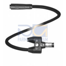 Y connection cable M8 plug snap-lock straight A-coded 4-pin to 2x M8 socket snap-lock straight A-coded 4-pin, PVC cable black, UL approved, Length: 0.3 m