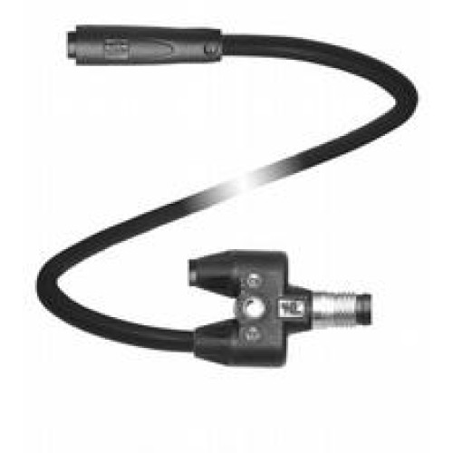 Y connection cable M8 plug snap-lock straight A-coded 4-pin to 2x M8 socket snap-lock straight A-coded 4-pin, PVC cable black, UL approved, Length: 0.3 m
