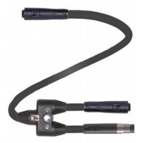 Y connection cable M8 socket snap-lock straight A-coded 4-pin to 1x M8 socket / 1x M8 plug snap-lock straight A-coded 4-pin, PVC cable black, Length: L1 = 300 mm L2 = 100 mm L3 = 100 mm