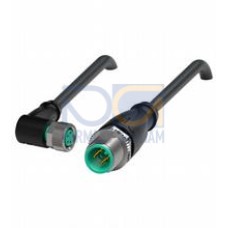 Cordset M8 socket angled to M12 plug straight A-coded, 4-pin, PUR cable weld spatter resistant black, UL approved, drag chain suitable, torsion resistant, Length: 1.5 m