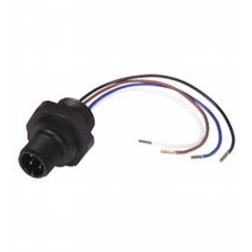 Receptacles, M12/PG9, 4-pin; plastic version, Length: 80 mm