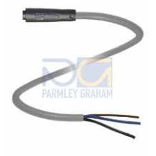 Female cordset single-ended M8 snap-lock straight A-coded, 3-pin, PUR cable grey