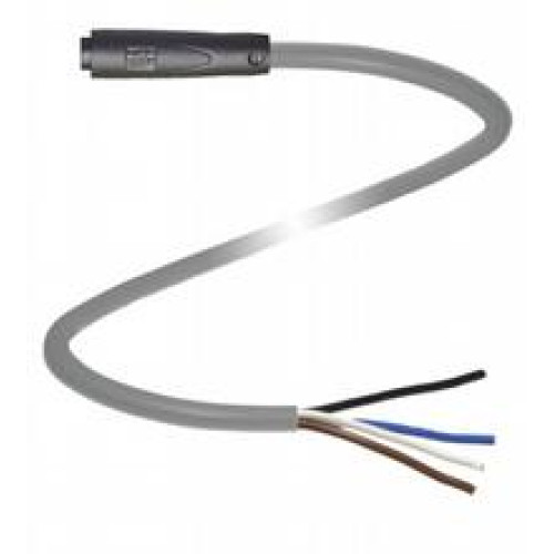 Female cordset single-ended M8 snap-lock straight A-coded, 4-pin, PUR cable grey, Length: 2 m
