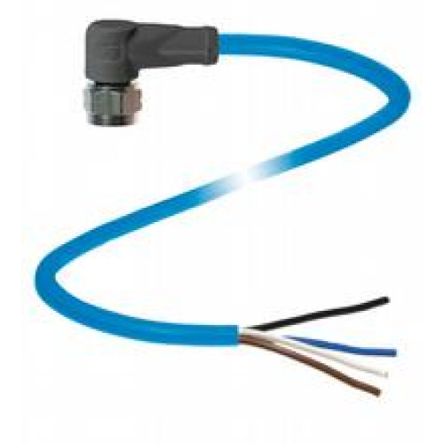 Female cordset single-ended M12 angled stainless steel 1.4404, A-coded, 4-pin, PUR cable blue, NAMUR, Length: 2 m