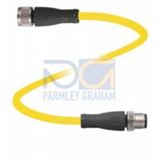 Cordset M12 socket straight to M12 plug straight A-coded, 4-pin, PVC cable yellow, UL approved, Length: 0.5 m