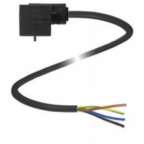 Valve connector, Form A, 3+PE, PUR cable, Number of pins: 3 + PE, Length: 10 m, Cores: (3 + 1) x 0.5 mm2