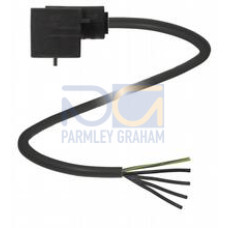 Valve connector, Form A, 3+PE, LED, PUR cable, Number of pins: 3 + PE, Length: 2 m, Cores: 5 x 0.5 mm2 ; 20 AWG