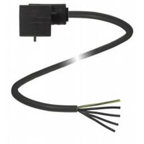 Valve connector, Form A, 3+PE, LED, PUR cable, Number of pins: 3 + PE, Length: 2 m, Cores: 5 x 0.5 mm2 ; 20 AWG