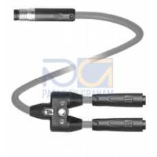 Y connection cable M8 plug snap-lock straight A-coded 3-pin to 2x M8 socket snap-lock straight A-coded 3-pin, PVC cable grey, Length: L1 = 300 mm L2 = 300 mm L3 = 150 mm