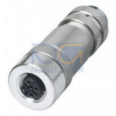 Female connector M12 straight D-coded 4-pin, for cable diameter 5 - 8 mm, shielded, field-attachable