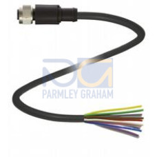 Female cordset single-ended M12 straight A-coded, 12-pin, PVC cable black, Length: 15 m
