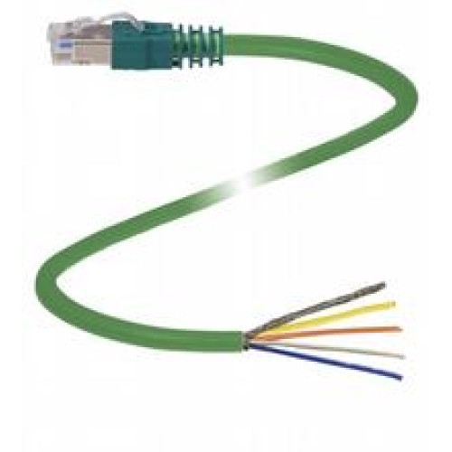 Ethernet bus cable male cordset single-ended RJ45, 4-pin, PUR cable green, Cat5e, shielded, drag chain suitable, Length: 5 m