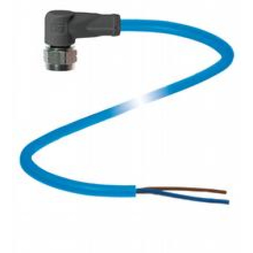 Female cordset single-ended M12 angled stainless steel 1.4404, A-coded, 2-pin, PUR cable blue, NAMUR, Length: 10 m